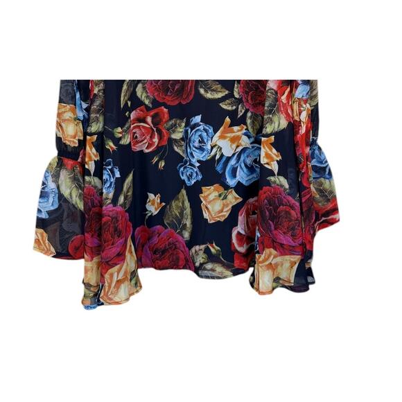 Show Me Your Mumu Top Women XS Black Perveen Pirate Floral Office Work Preppy‎ - Picture 3 of 8